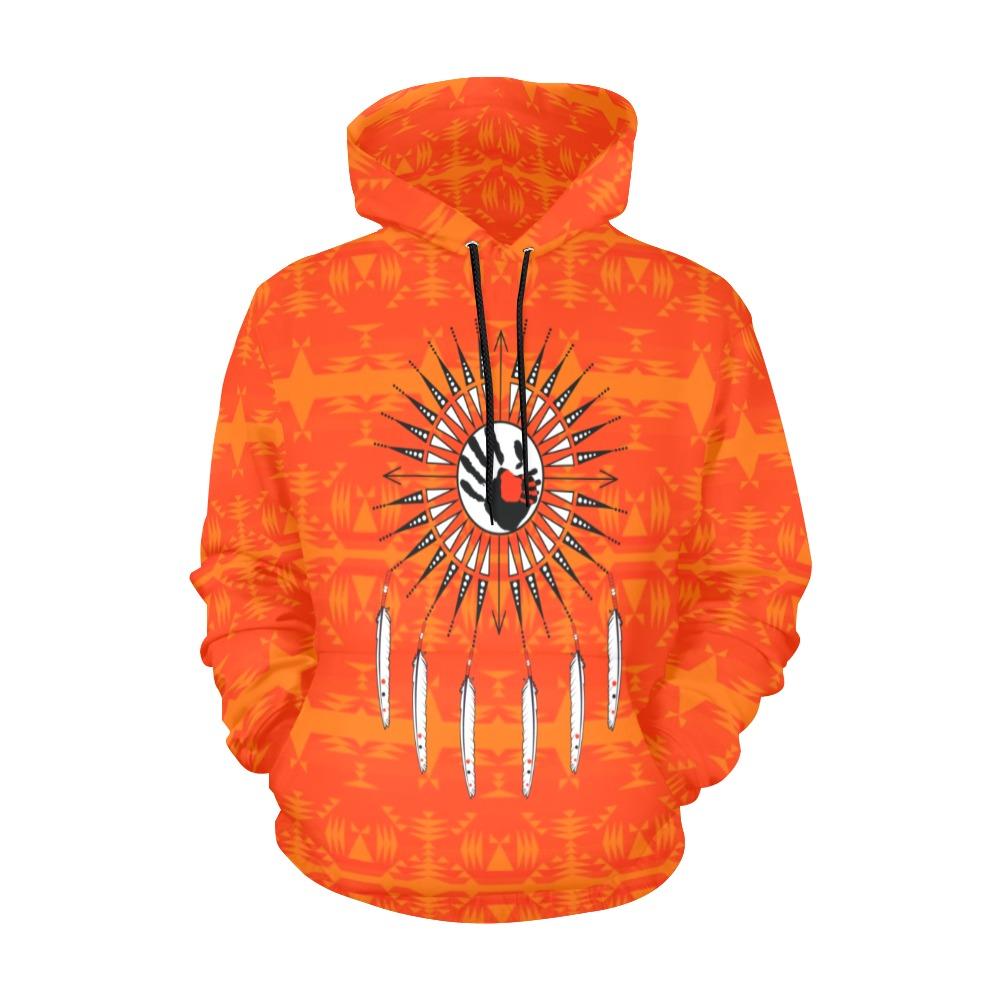 Between the Mountains Orange Feather Directions All Over Print Hoodie for Men (USA Size) (Model H13) All Over Print Hoodie for Men (H13) e-joyer