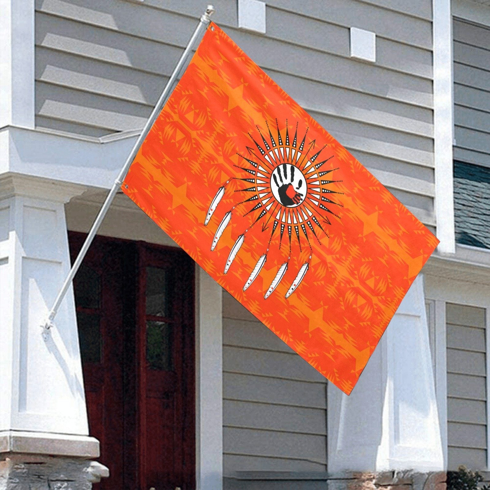 Between the Mountains Orange Feather Directions Garden Flag 70"x47" Garden Flag 70"x47" e-joyer