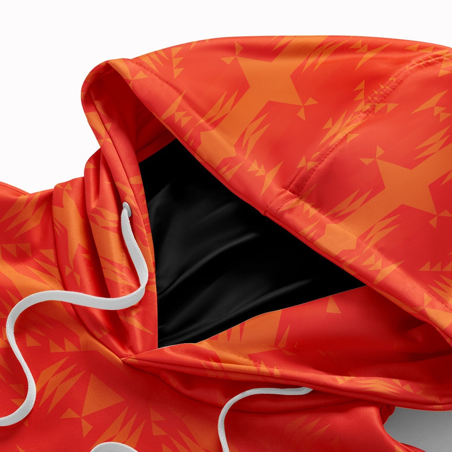 Between the Mountains Orange Hoodie with Face Cover Hoodie with Face Cover Herman