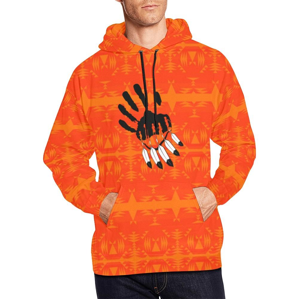 Between the Mountains Orange Orange A feather for each All Over Print Hoodie for Men (USA Size) (Model H13) All Over Print Hoodie for Men (H13) e-joyer