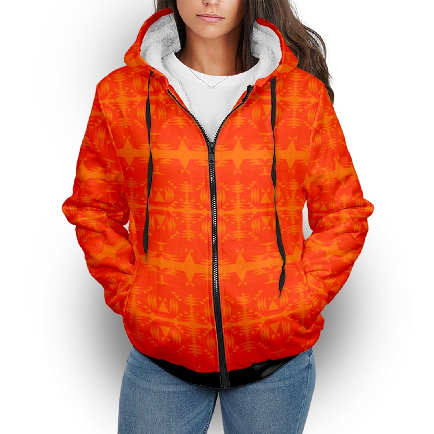 Between the Mountains Orange Orange Sherpa Hoodie hoodie Herman