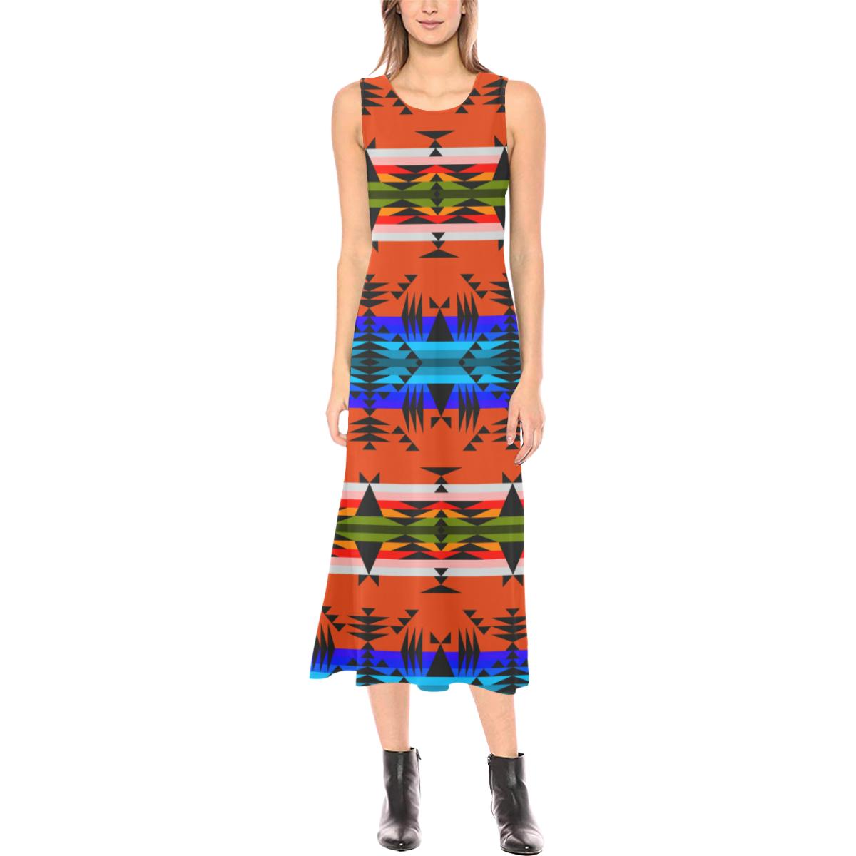 Between the Mountains Orange Phaedra Sleeveless Open Fork Long Dress (Model D08) Phaedra Sleeveless Open Fork Long Dress (D08) e-joyer