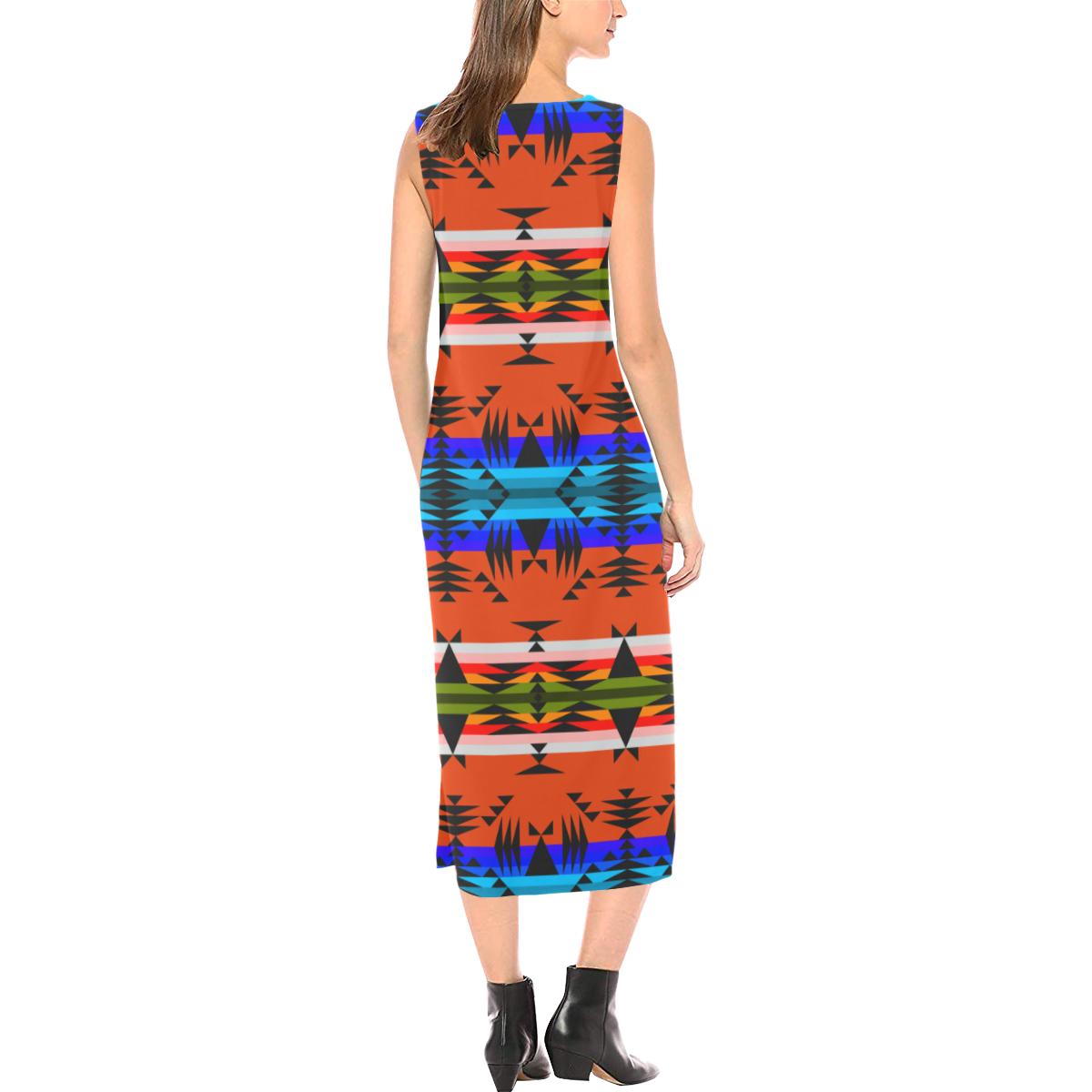Between the Mountains Orange Phaedra Sleeveless Open Fork Long Dress (Model D08) Phaedra Sleeveless Open Fork Long Dress (D08) e-joyer