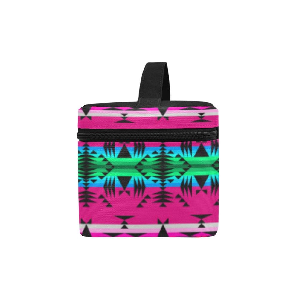 Between the Mountains Pink Cosmetic Bag/Large (Model 1658) Cosmetic Bag e-joyer