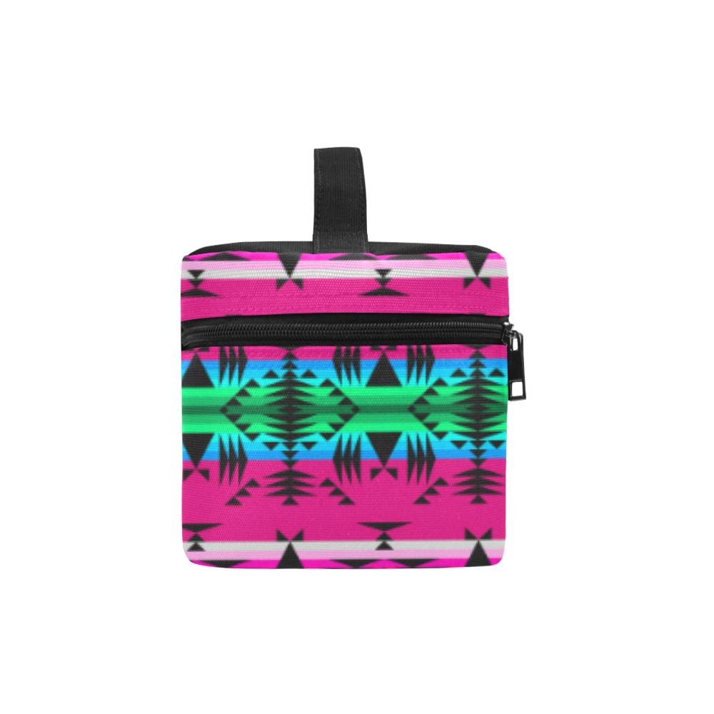 Between the Mountains Pink Cosmetic Bag/Large (Model 1658) Cosmetic Bag e-joyer