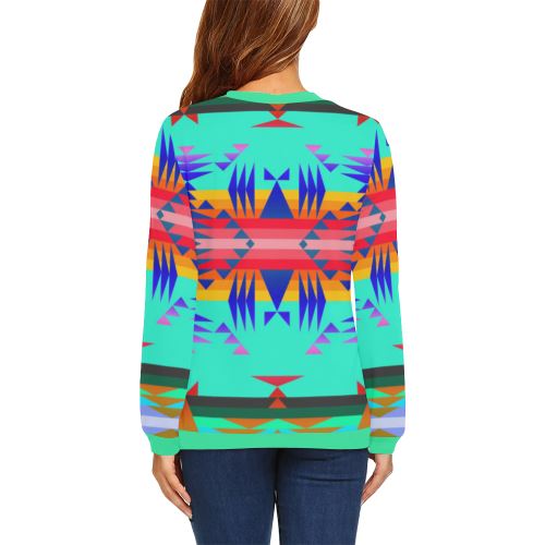 Between the Mountains Spring All Over Print Crewneck Sweatshirt for Women (Model H18) Crewneck Sweatshirt for Women (H18) e-joyer