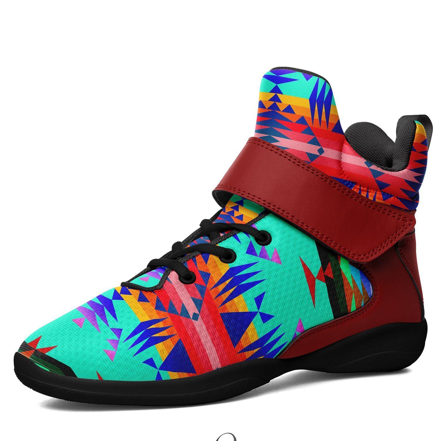 Between the Mountains Spring Kid's Ipottaa Basketball / Sport High Top Shoes 49 Dzine US Child 12.5 / EUR 30 Black Sole with Dark Red Strap
