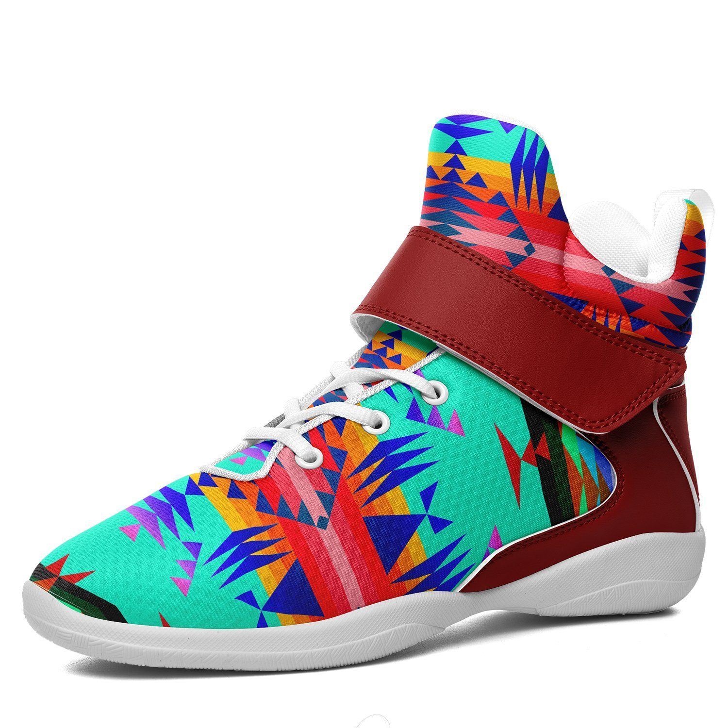 Between the Mountains Spring Kid's Ipottaa Basketball / Sport High Top Shoes 49 Dzine US Child 12.5 / EUR 30 White Sole with Dark Red Strap