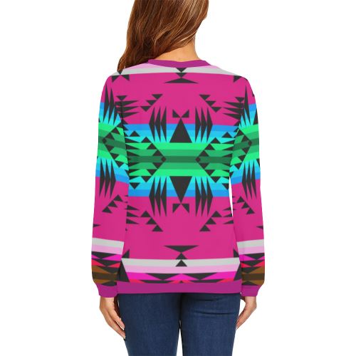 Between the Mountains Sunset All Over Print Crewneck Sweatshirt for Women (Model H18) Crewneck Sweatshirt for Women (H18) e-joyer