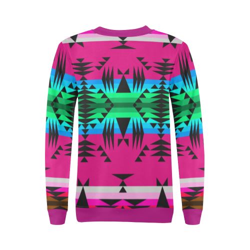 Between the Mountains Sunset All Over Print Crewneck Sweatshirt for Women (Model H18) Crewneck Sweatshirt for Women (H18) e-joyer