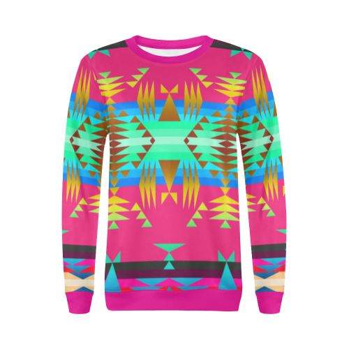 Between the Mountains Sunset Sky All Over Print Crewneck Sweatshirt for Women (Model H18) Crewneck Sweatshirt for Women (H18) e-joyer