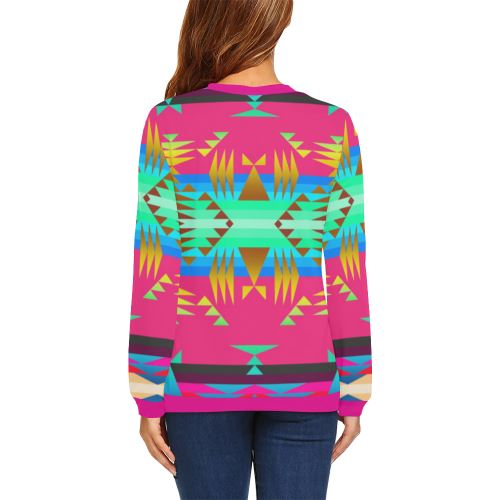 Between the Mountains Sunset Sky All Over Print Crewneck Sweatshirt for Women (Model H18) Crewneck Sweatshirt for Women (H18) e-joyer