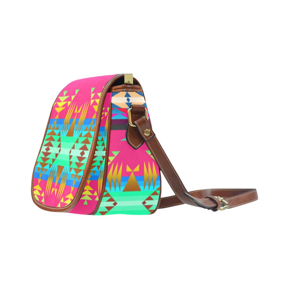 Between the Mountains Sunset Sky Saddle Bag/Small (Model 1649) Full Customization Saddle Bag/Small (Full Customization) e-joyer