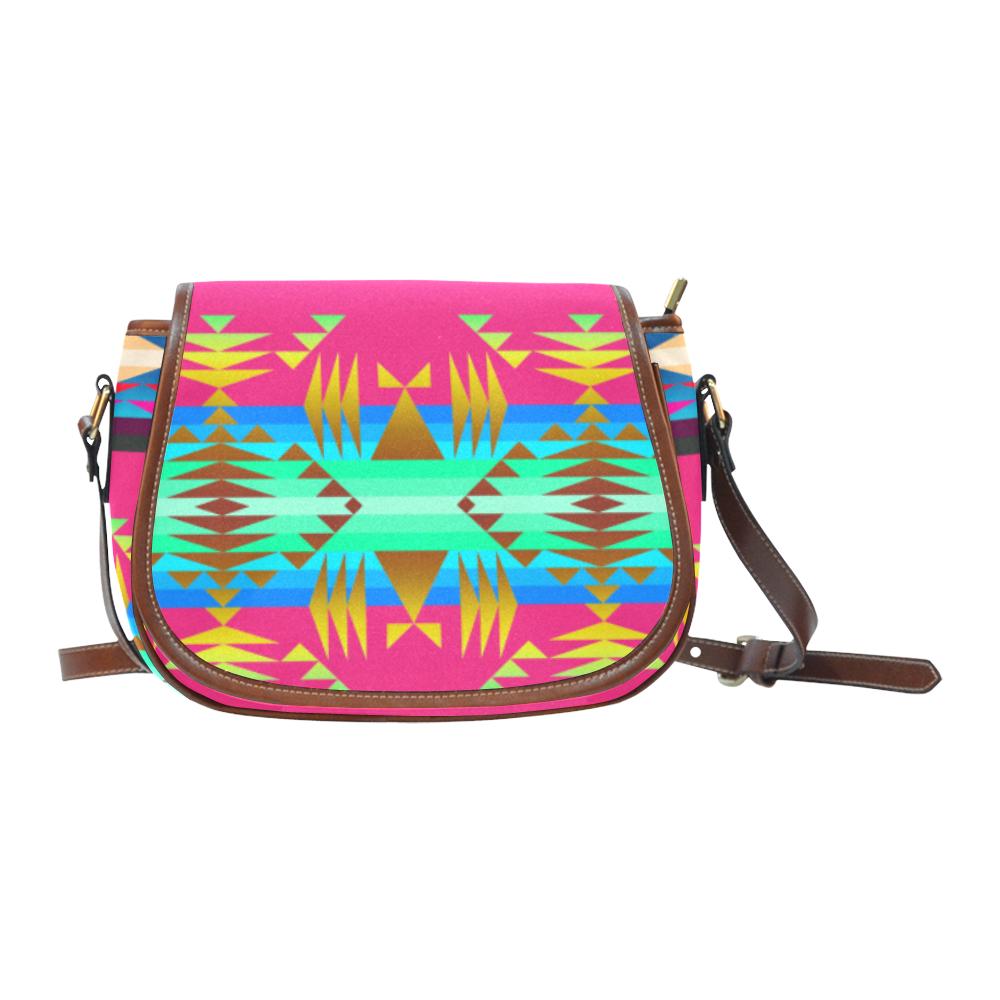 Between the Mountains Sunset Sky Saddle Bag/Small (Model 1649) Full Customization Saddle Bag/Small (Full Customization) e-joyer