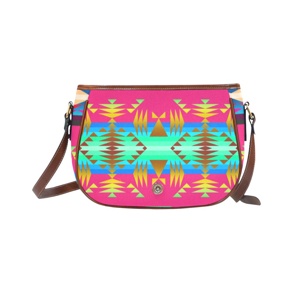 Between the Mountains Sunset Sky Saddle Bag/Small (Model 1649) Full Customization Saddle Bag/Small (Full Customization) e-joyer