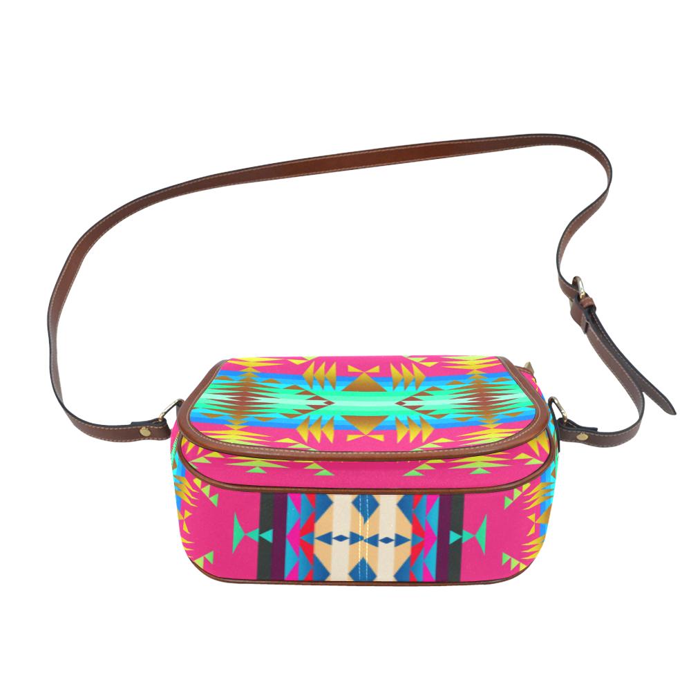 Between the Mountains Sunset Sky Saddle Bag/Small (Model 1649) Full Customization Saddle Bag/Small (Full Customization) e-joyer