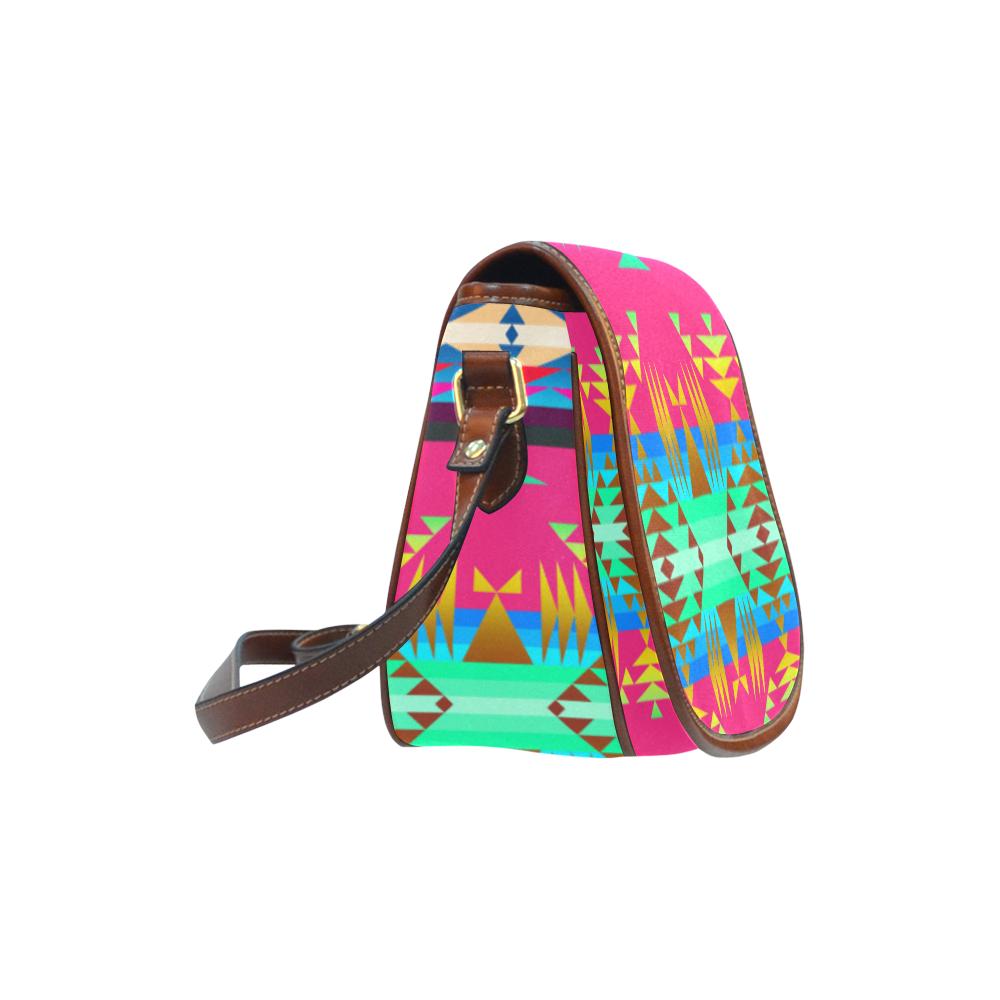 Between the Mountains Sunset Sky Saddle Bag/Small (Model 1649) Full Customization Saddle Bag/Small (Full Customization) e-joyer