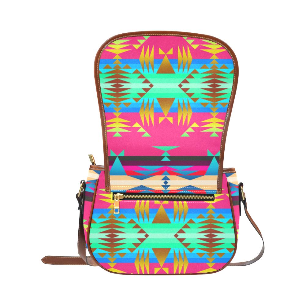 Between the Mountains Sunset Sky Saddle Bag/Small (Model 1649) Full Customization Saddle Bag/Small (Full Customization) e-joyer