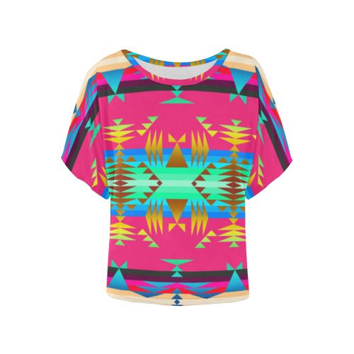 Between the Mountains Sunset Sky Women's Batwing-Sleeved Blouse T shirt (Model T44) Women's Batwing-Sleeved Blouse T shirt (T44) e-joyer