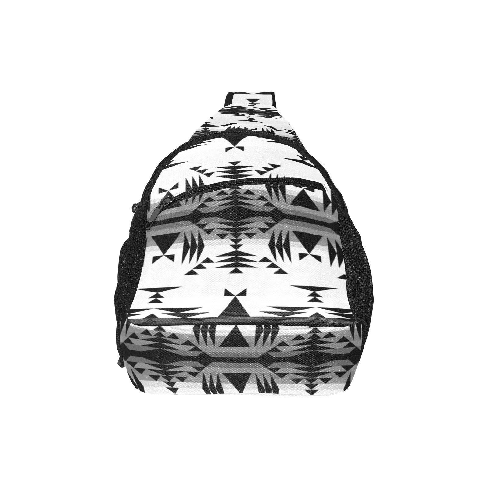 Between the Mountains White and Black All Over Print Chest Bag (Model 1719) All Over Print Chest Bag (1719) e-joyer