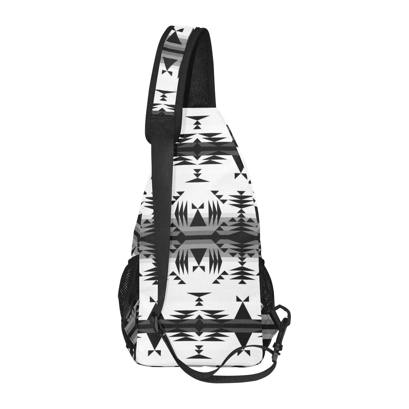 Between the Mountains White and Black All Over Print Chest Bag (Model 1719) All Over Print Chest Bag (1719) e-joyer