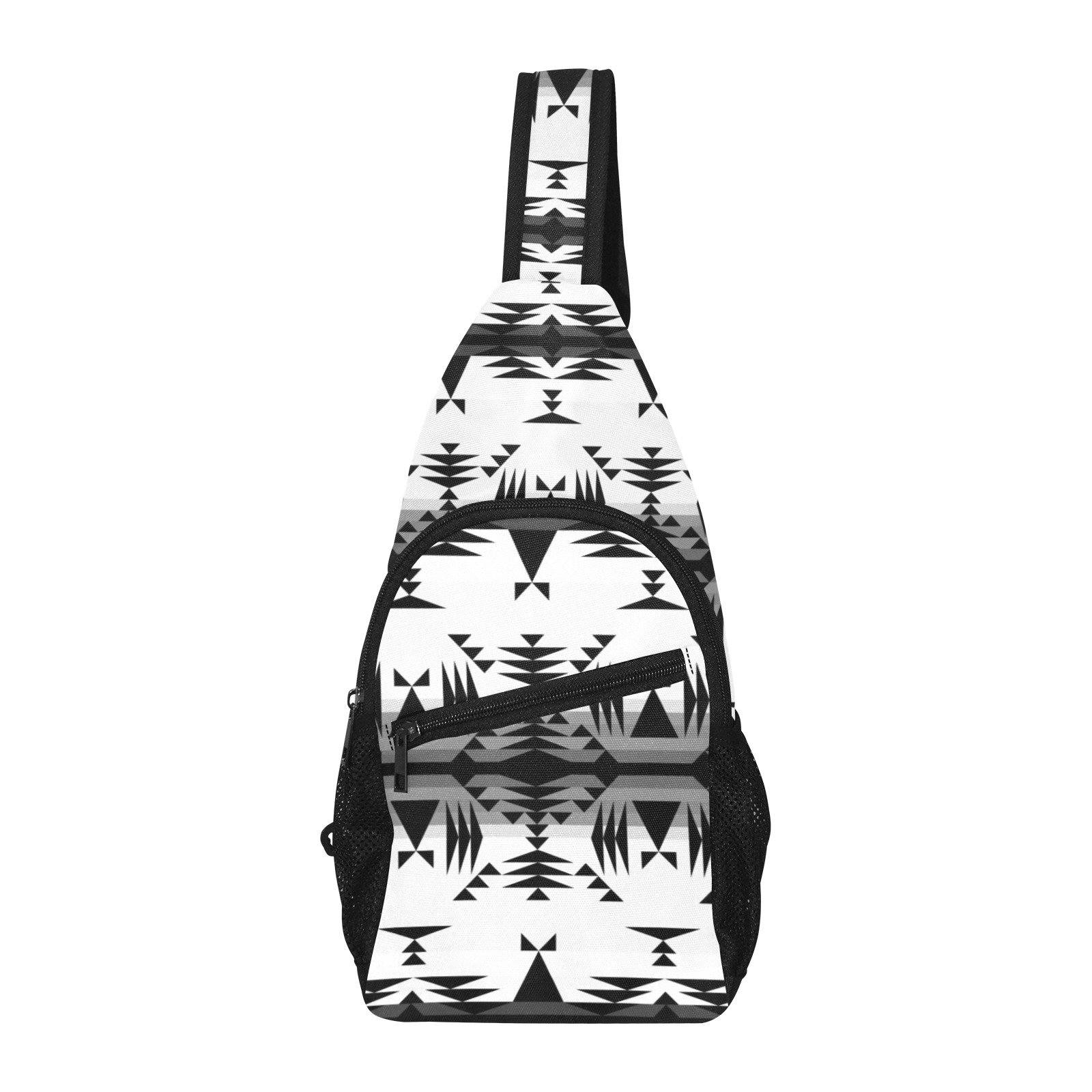 Between the Mountains White and Black All Over Print Chest Bag (Model 1719) All Over Print Chest Bag (1719) e-joyer