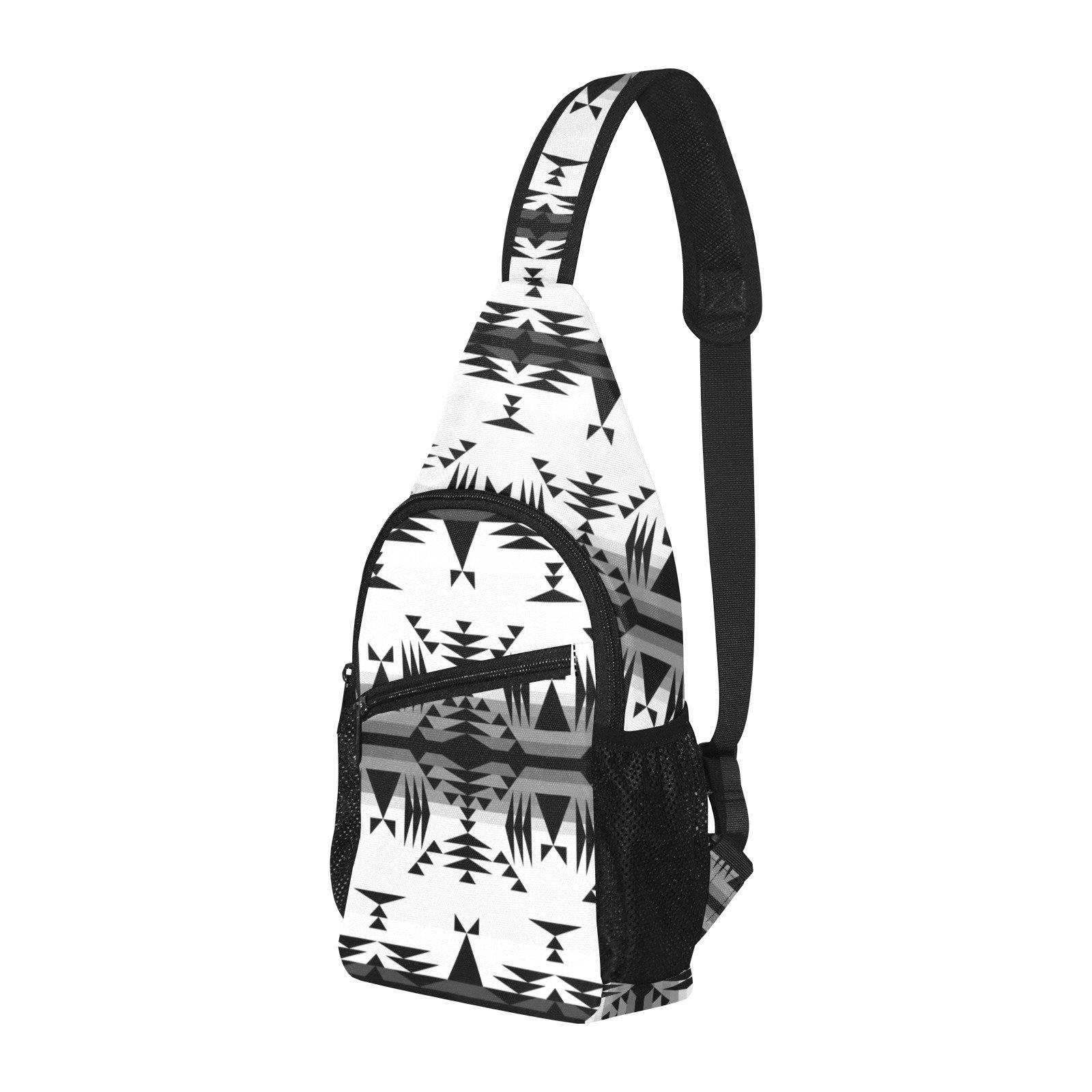 Between the Mountains White and Black All Over Print Chest Bag (Model 1719) All Over Print Chest Bag (1719) e-joyer