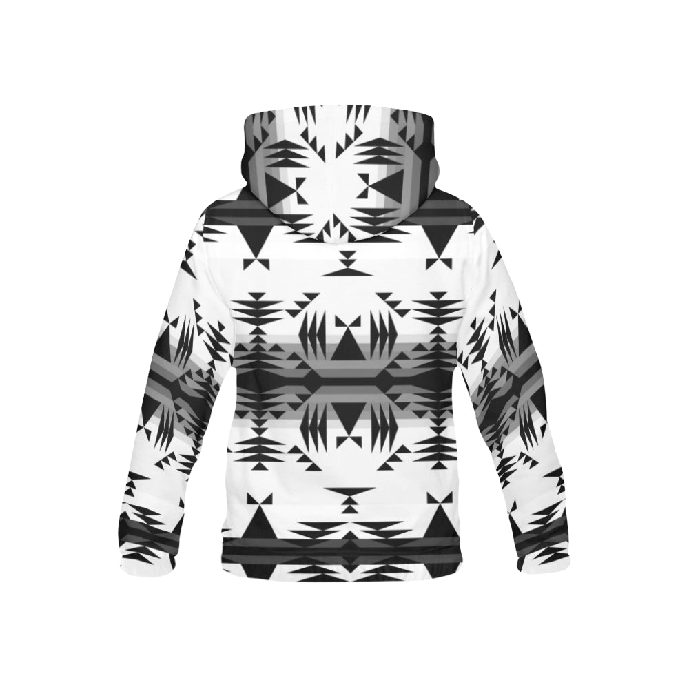 Between the Mountains White and Black All Over Print Hoodie for Kid (USA Size) (Model H13) All Over Print Hoodie for Kid (H13) e-joyer