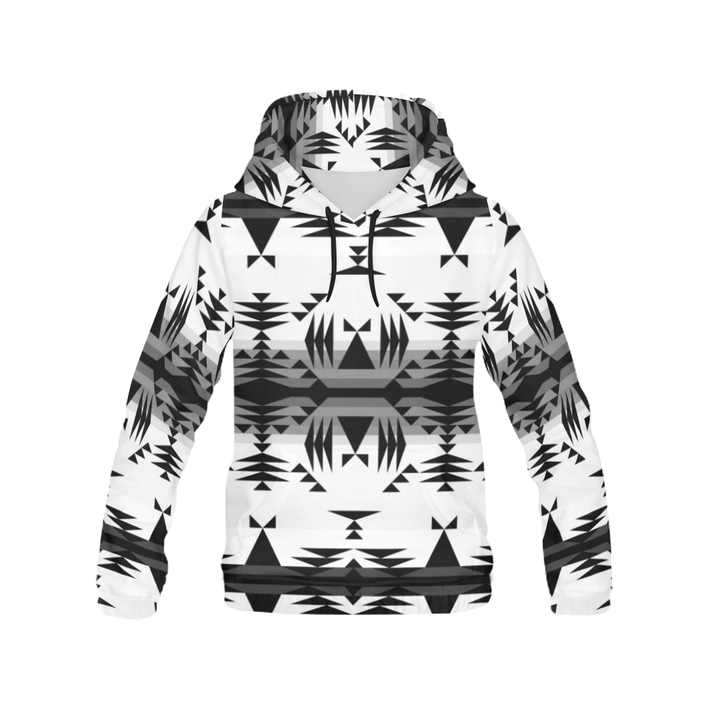 Between the Mountains White and Black All Over Print Hoodie for Women (USA Size) (Model H13) Hoodie e-joyer