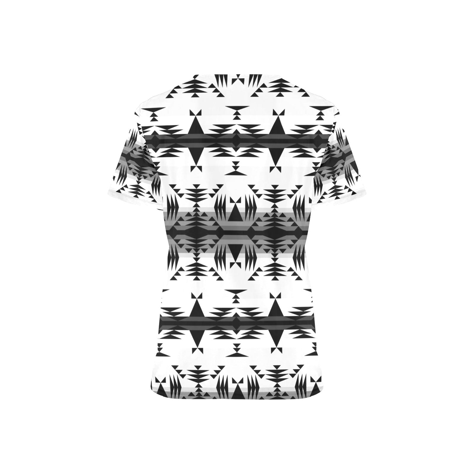 Between the Mountains White and Black All Over Print Scrub Top Scrub Top e-joyer