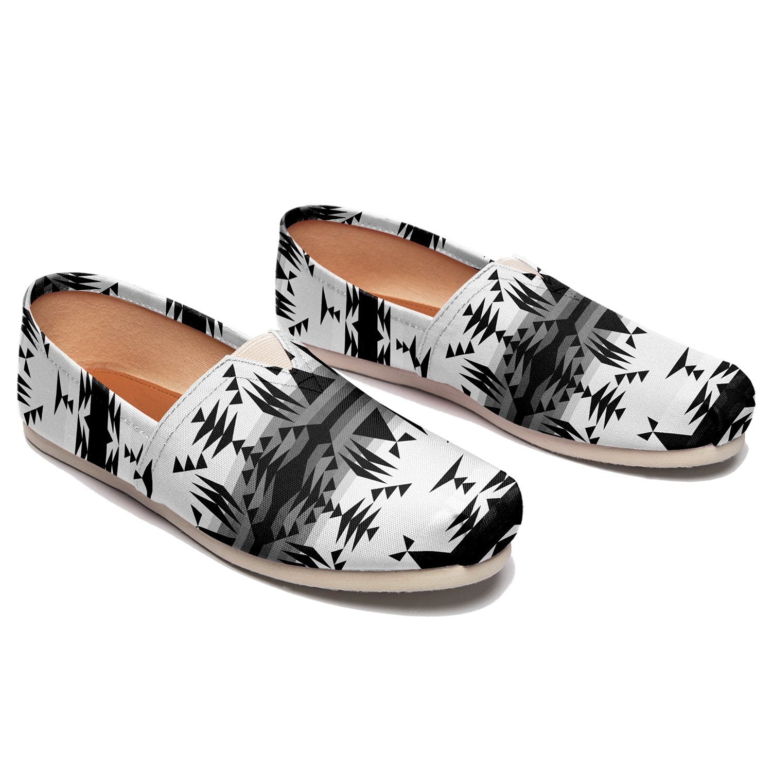 Between the Mountains White and Black Casual Unisex Slip On Shoe Herman