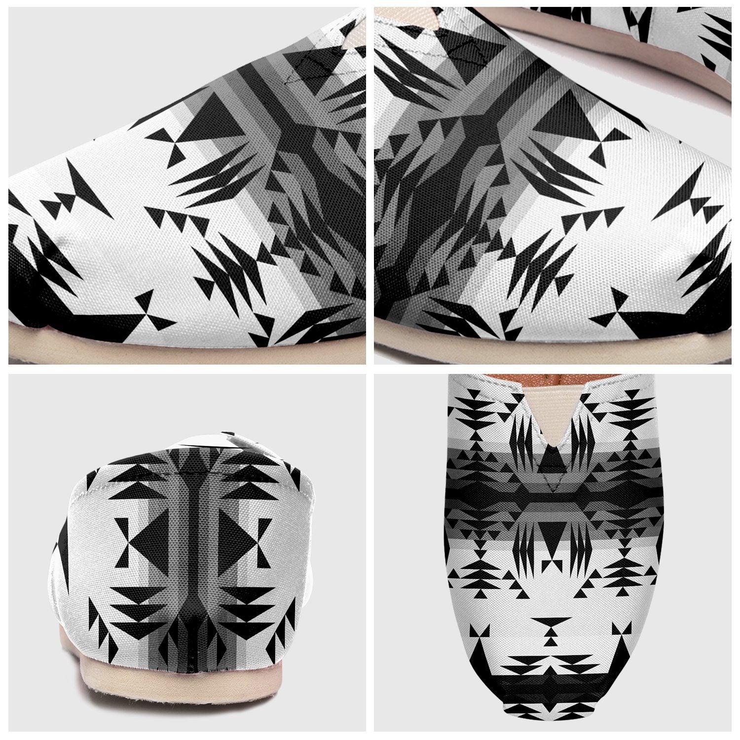 Between the Mountains White and Black Casual Unisex Slip On Shoe Herman
