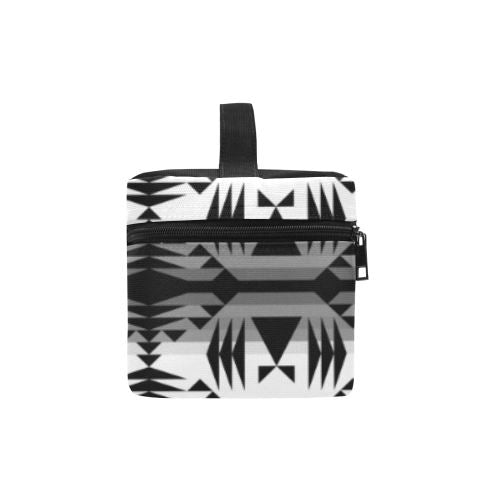 Between the Mountains White and Black Cosmetic Bag/Large (Model 1658) Cosmetic Bag e-joyer