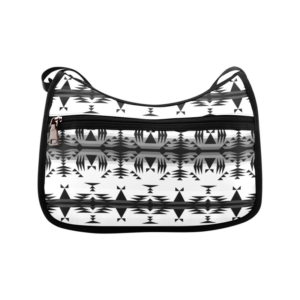 Between the Mountains White and Black Crossbody Bags (Model 1616) Crossbody Bags (1616) e-joyer