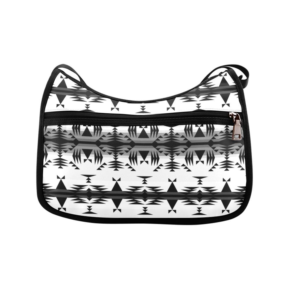 Between the Mountains White and Black Crossbody Bags (Model 1616) Crossbody Bags (1616) e-joyer