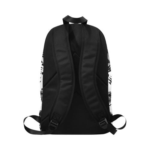 Between the Mountains White and Black Fabric Backpack for Adult (Model 1659) Casual Backpack for Adult (1659) e-joyer