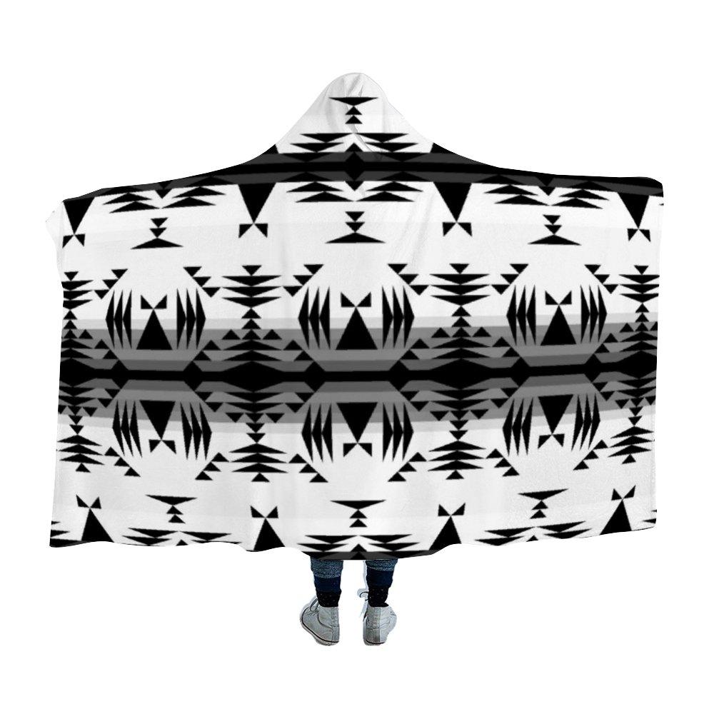 Between the Mountains White and Black Hooded Blanket 49 Dzine