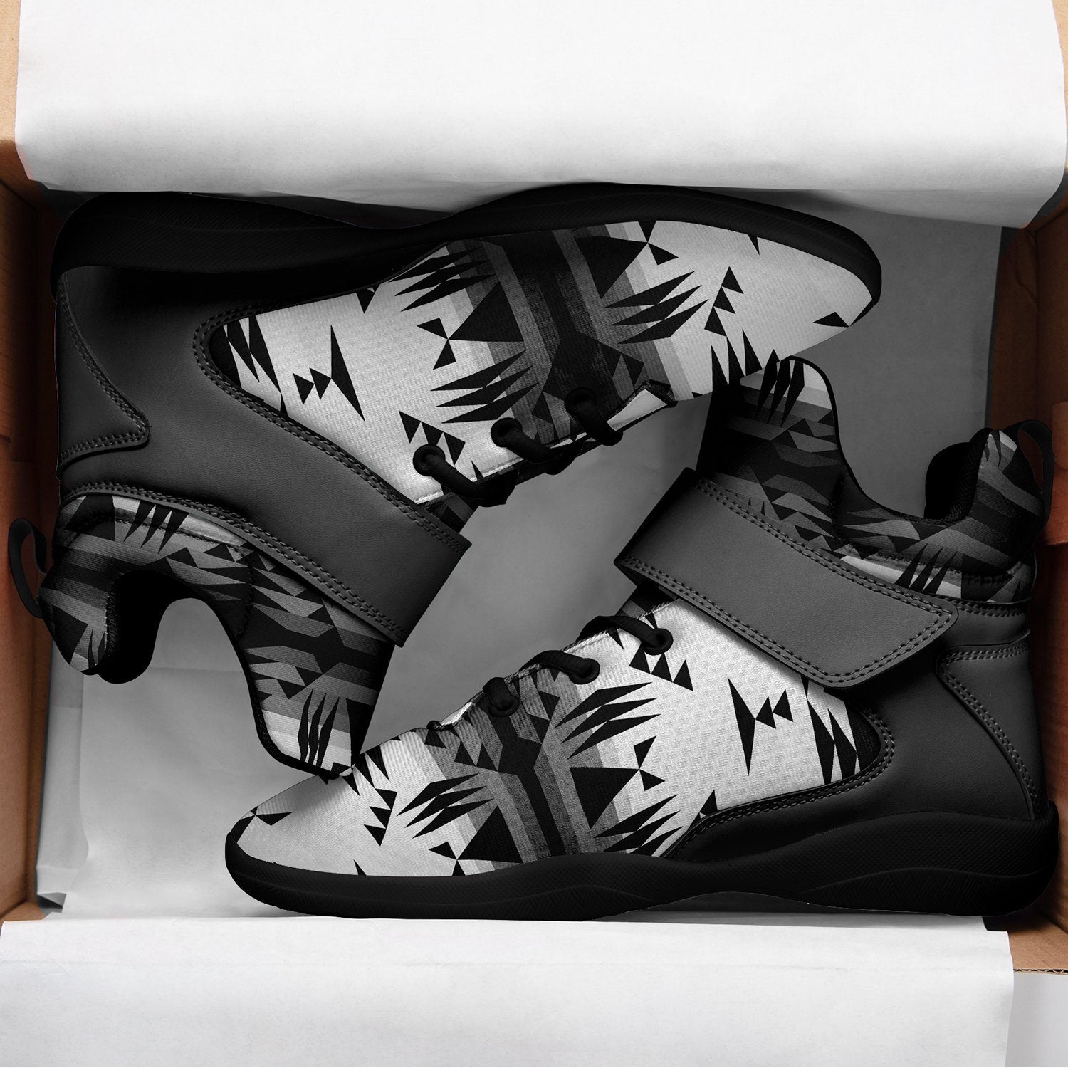 Between the Mountains White and Black Ipottaa Basketball / Sport High Top Shoes 49 Dzine