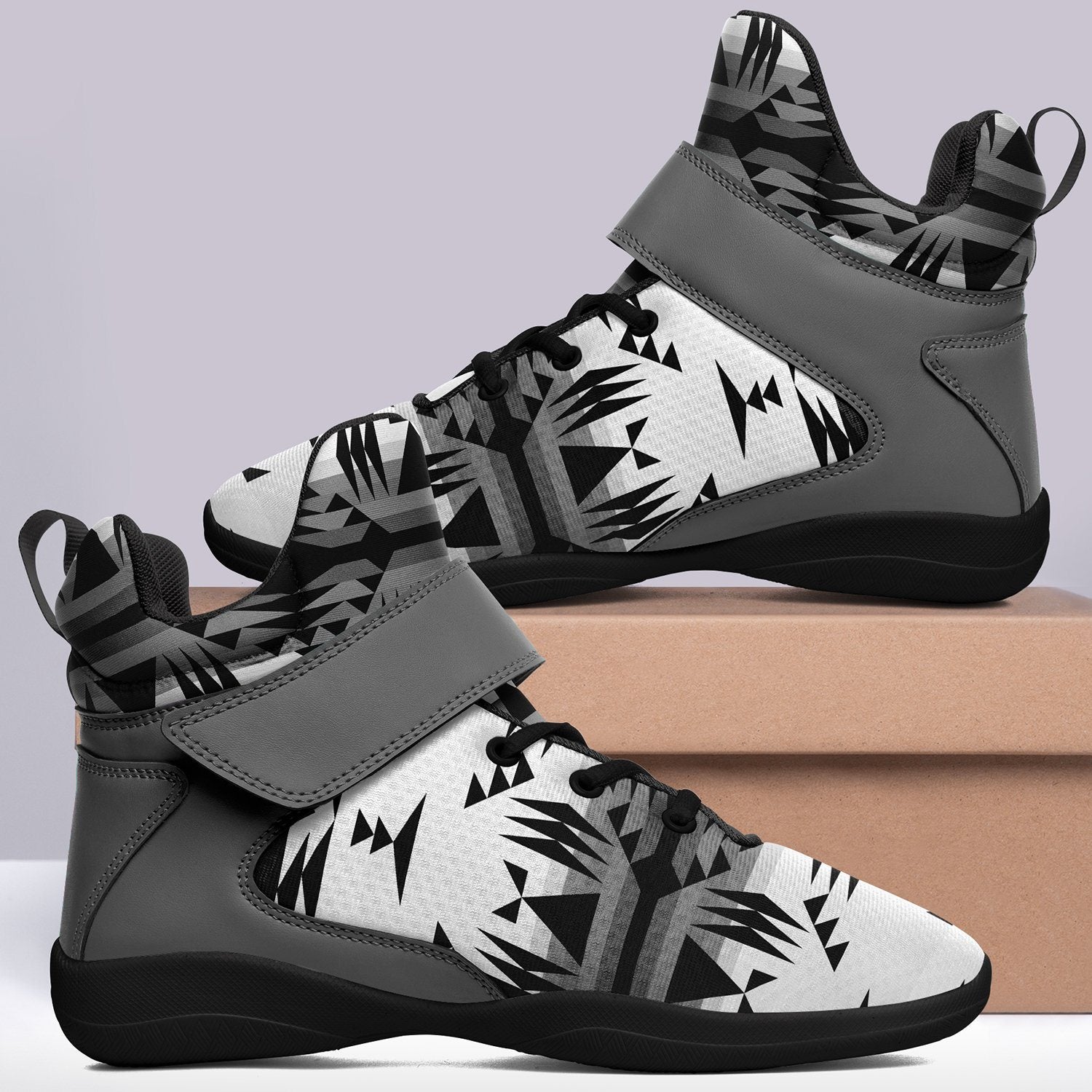 Between the Mountains White and Black Ipottaa Basketball / Sport High Top Shoes 49 Dzine