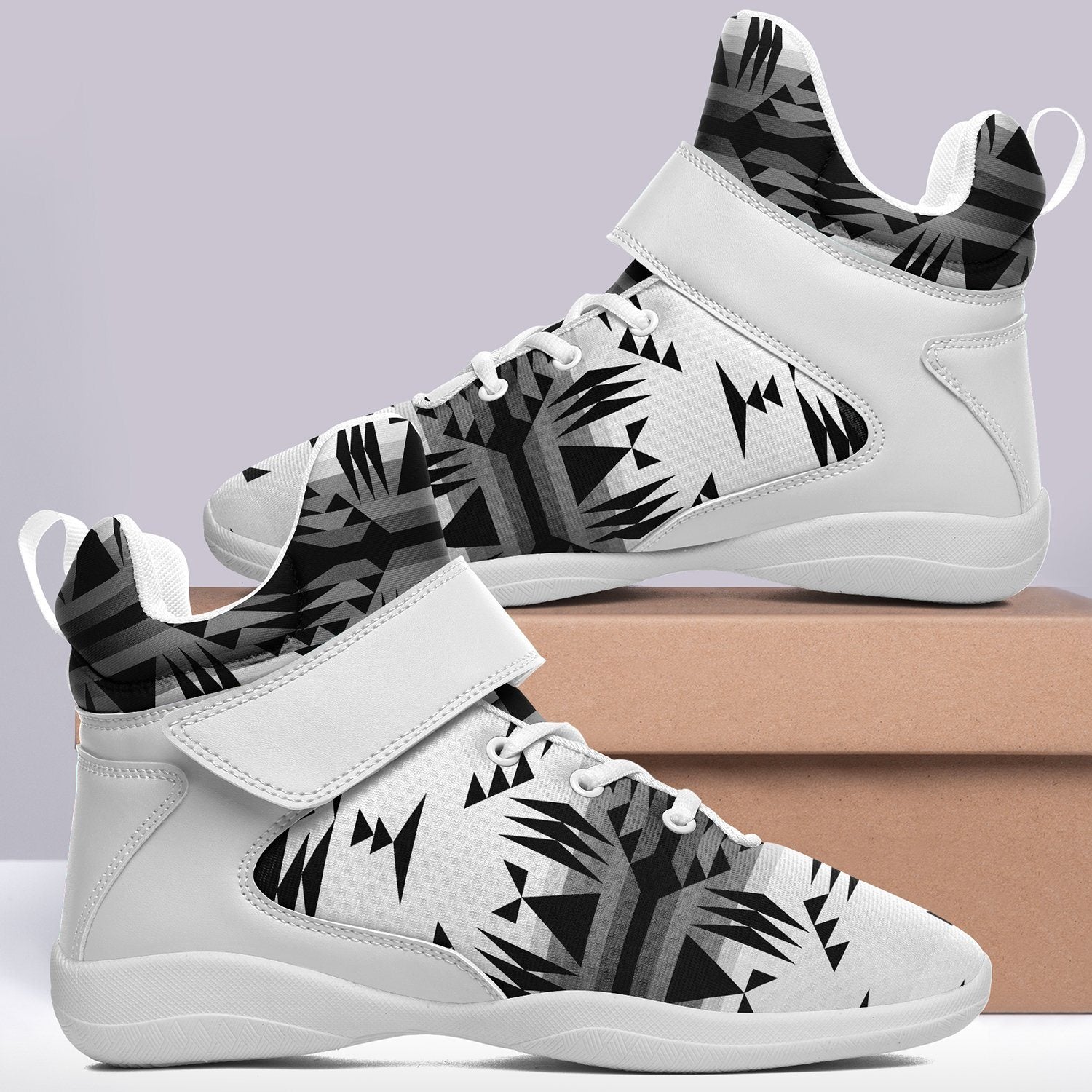 Between the Mountains White and Black Ipottaa Basketball / Sport High Top Shoes 49 Dzine