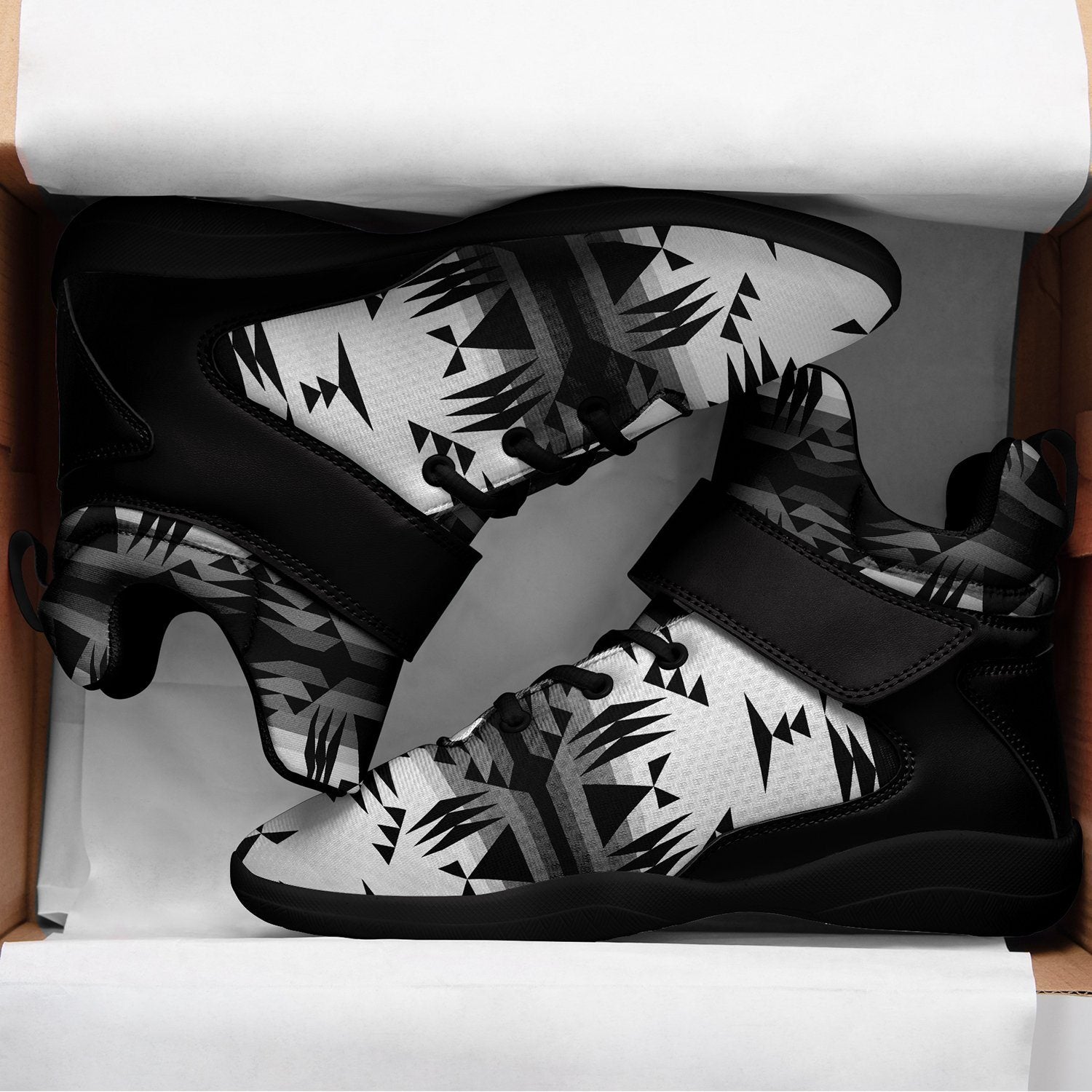 Between the Mountains White and Black Ipottaa Basketball / Sport High Top Shoes 49 Dzine