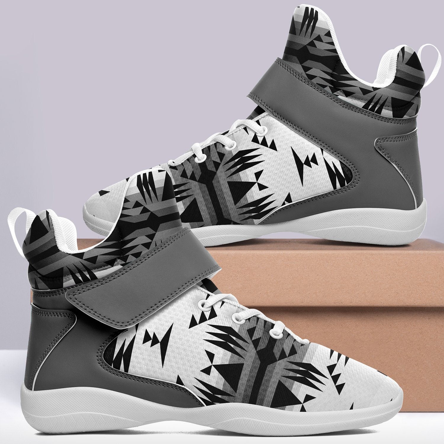 Between the Mountains White and Black Ipottaa Basketball / Sport High Top Shoes 49 Dzine