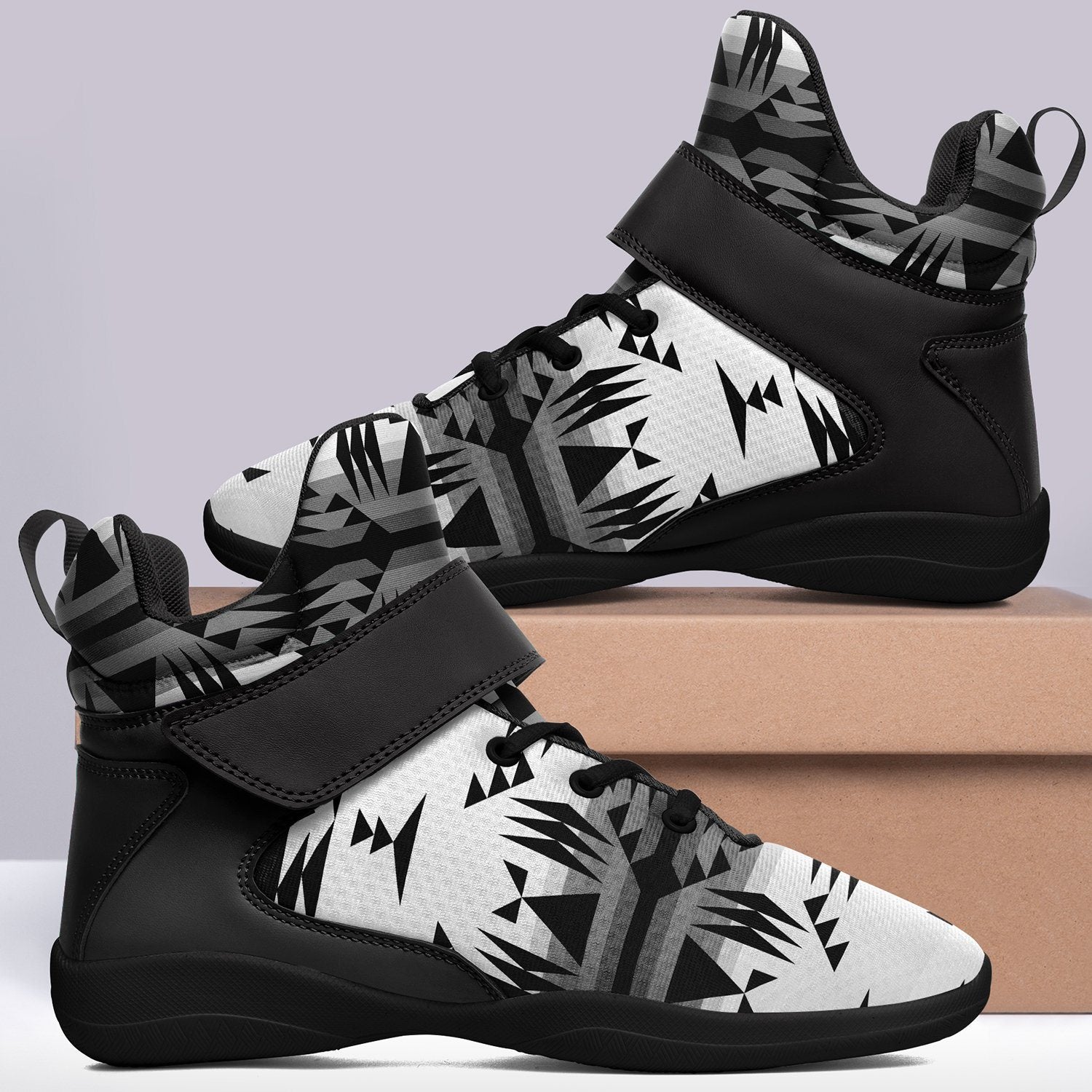 Between the Mountains White and Black Ipottaa Basketball / Sport High Top Shoes 49 Dzine