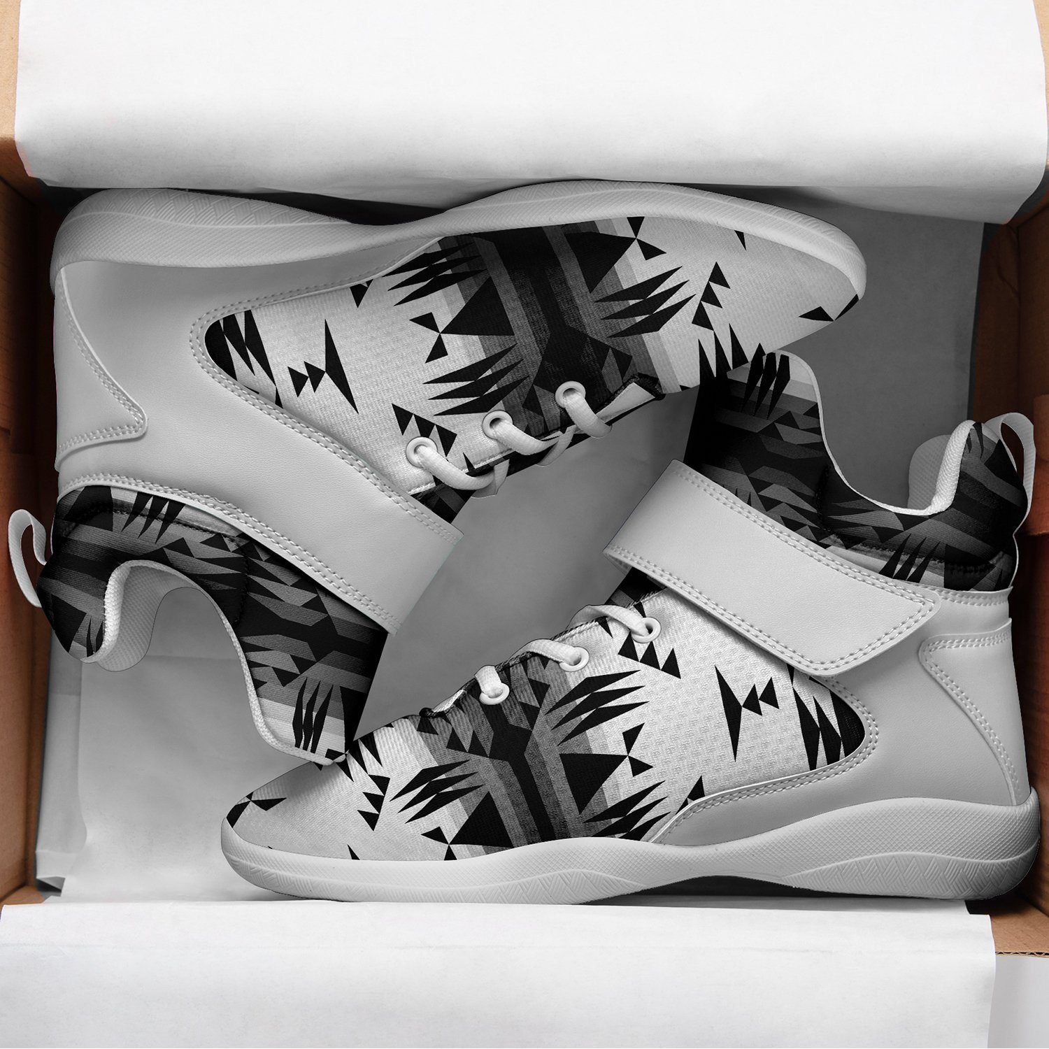 Between the Mountains White and Black Ipottaa Basketball / Sport High Top Shoes - White Sole 49 Dzine