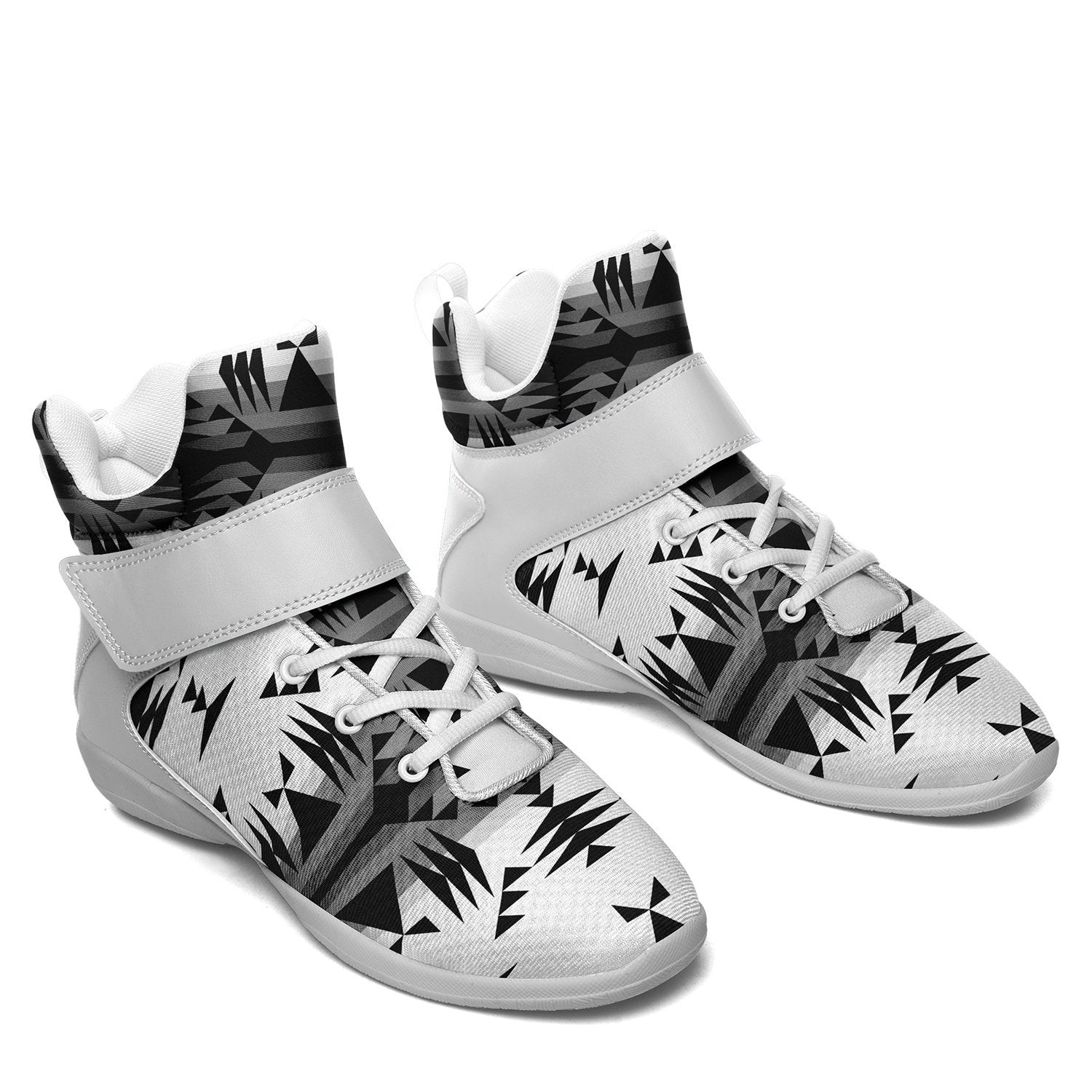 Between the Mountains White and Black Ipottaa Basketball / Sport High Top Shoes - White Sole 49 Dzine