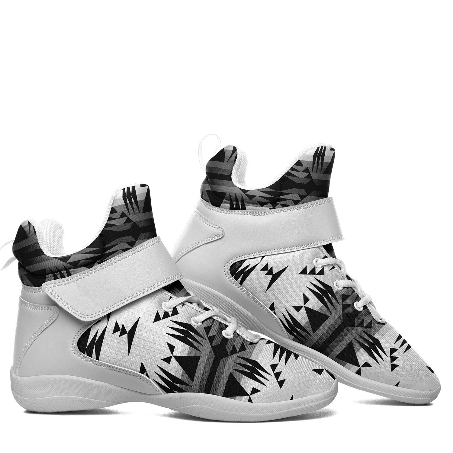Between the Mountains White and Black Ipottaa Basketball / Sport High Top Shoes - White Sole 49 Dzine