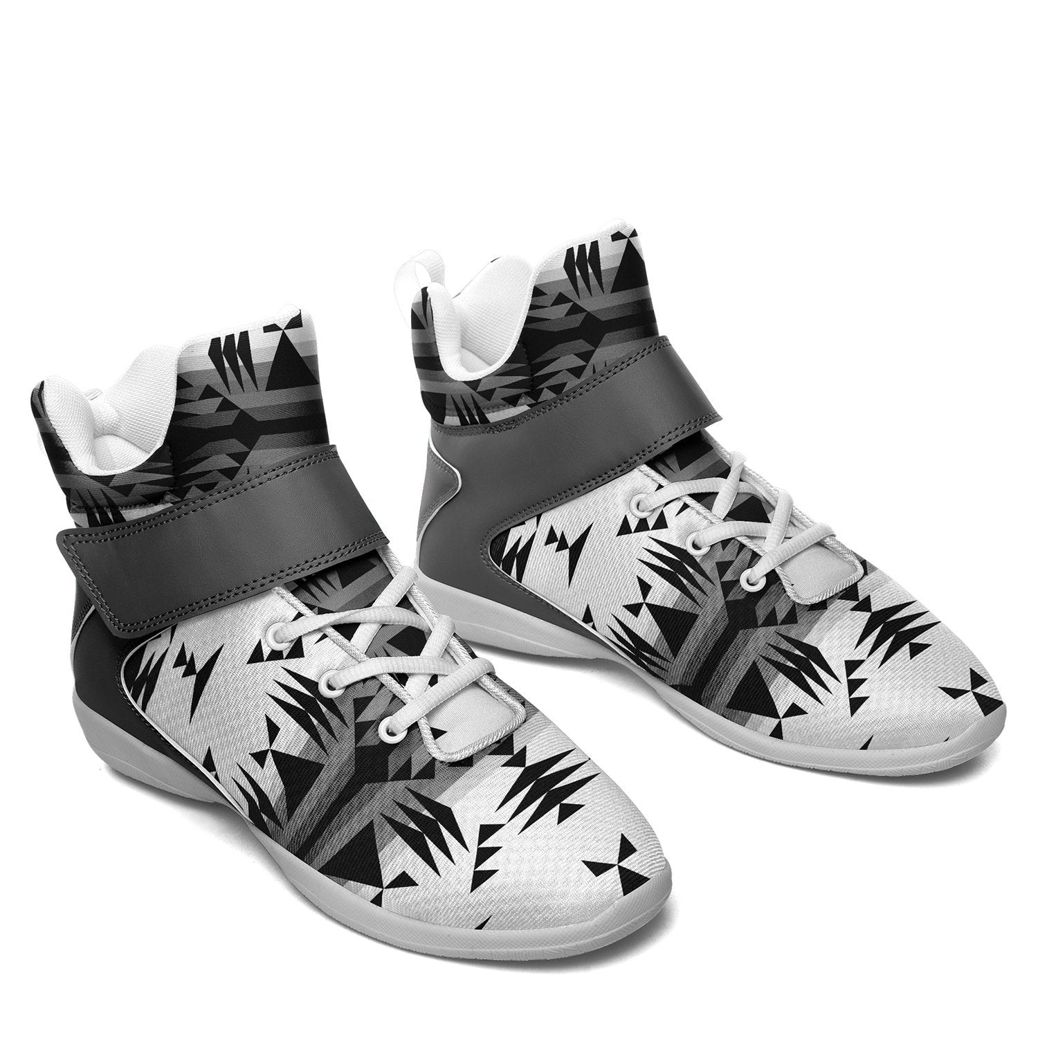 Between the Mountains White and Black Ipottaa Basketball / Sport High Top Shoes - White Sole 49 Dzine