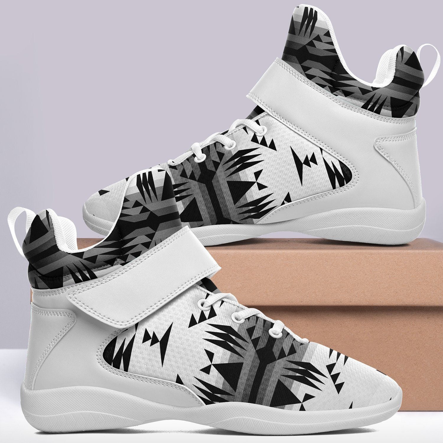 Between the Mountains White and Black Ipottaa Basketball / Sport High Top Shoes - White Sole 49 Dzine