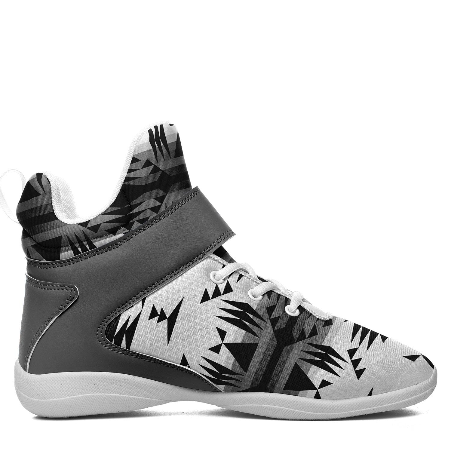 Between the Mountains White and Black Ipottaa Basketball / Sport High Top Shoes - White Sole 49 Dzine