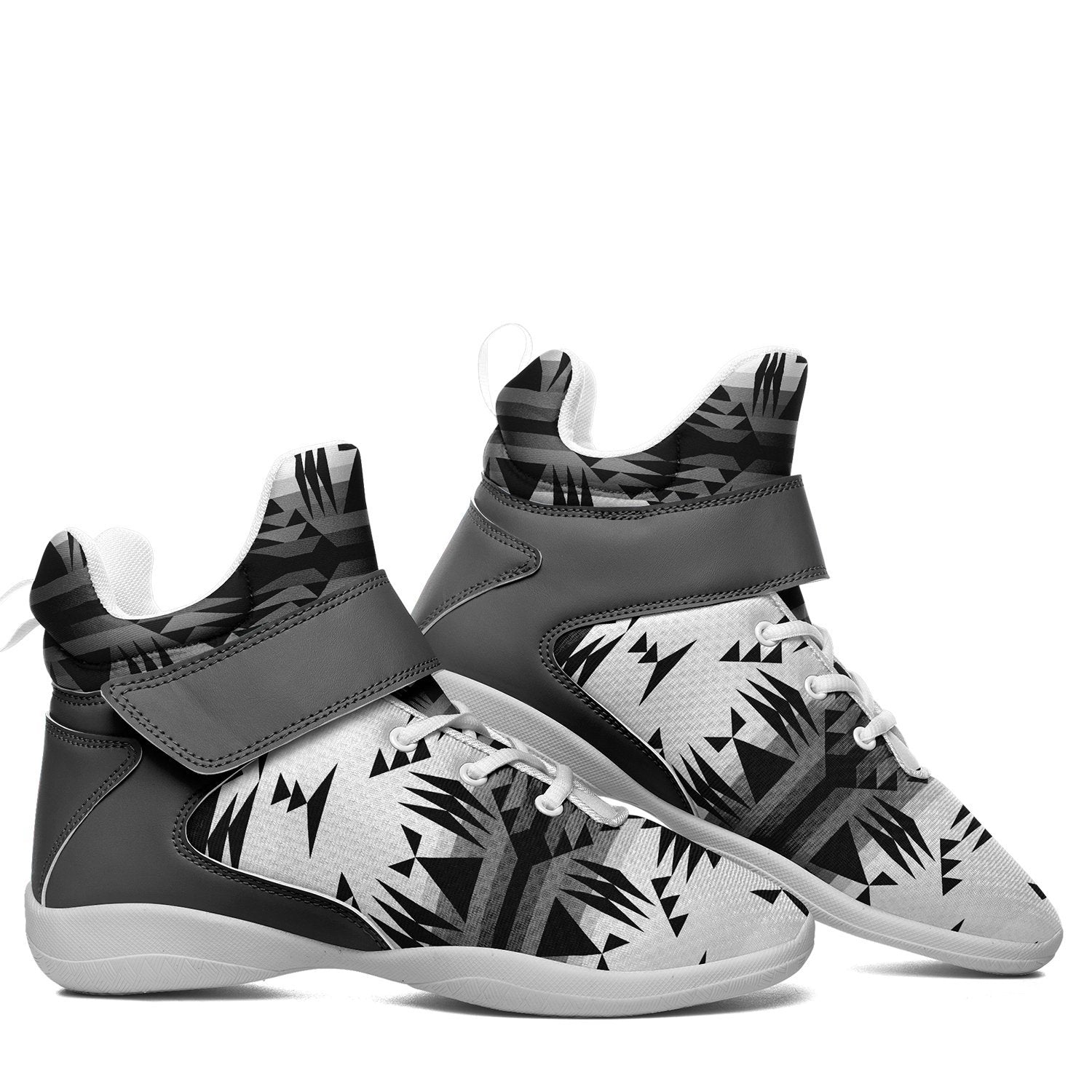 Between the Mountains White and Black Ipottaa Basketball / Sport High Top Shoes - White Sole 49 Dzine